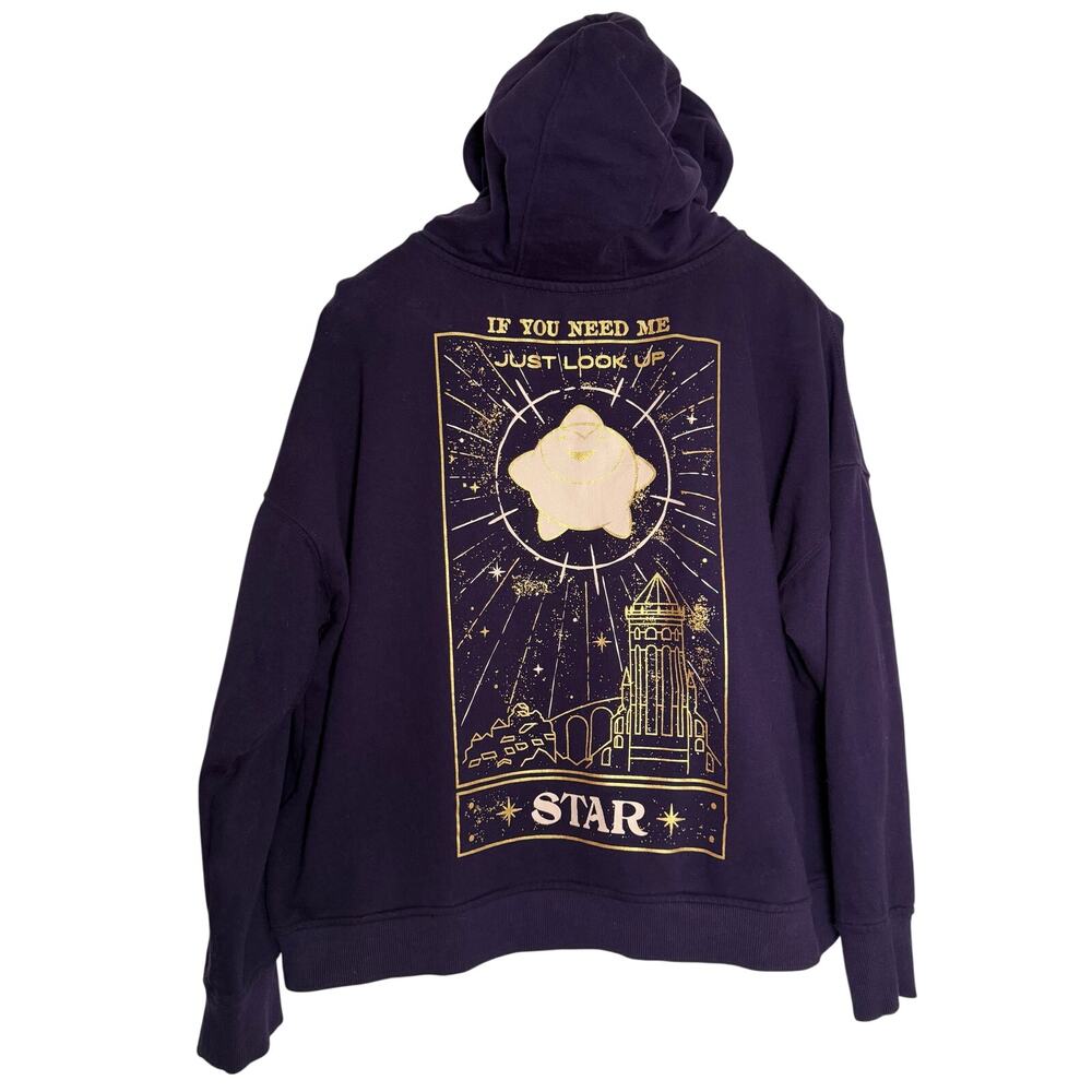 Disney Purple Hoodie IF YOU NEED ME JUST LOOK UP STAR Size 1X Gold Half Zip